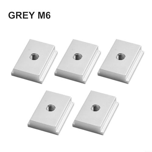 5 Stück T-Schienenschieber mit M6-Gewinde aus Aluminiumlegierung für Holzbearbeitungsanwendungen (grau) von Opatiny