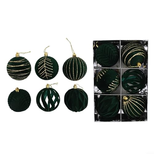 6 x Weihnachtskugel-Ornamente, 8 cm für Baumdekoration aus PET-Material geeignet für Urlaub, Hochzeit, Party und Innendekoration (grün) von Opatiny