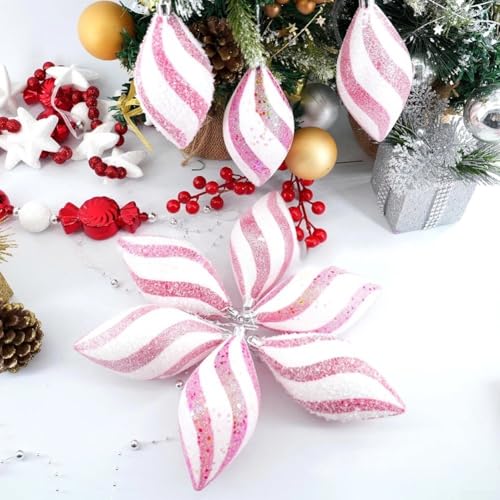 6 x bemalte Kunststoff-Weihnachtskugeln mit Pailletten-Form, hängende Ornamente für Baum, Fenster und saisonale Veranstaltungen (E) von Opatiny