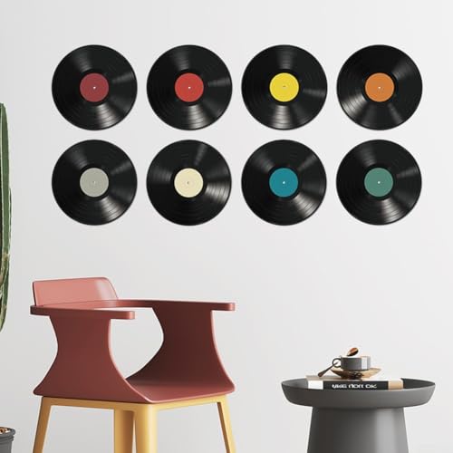 8 abnehmbare Vinyl-Schallplatten-Aufkleber für künstlerische Heimdekoration, Wohnzimmer und Schlafzimmer von Opatiny