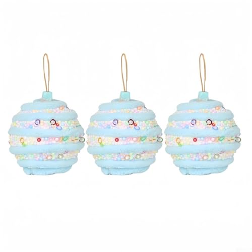 8 cm dekorative Weihnachtskugel-Ornamente für den Weihnachtsbaum, elegante hängende Anhängerdekoration für festliche Feiern und Veranstaltungen (blau) von Opatiny
