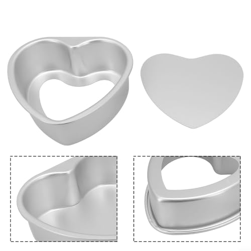Aluminium-Kuchenform in Herzform mit abnehmbarem Boden und ohne Finish, geeignet zum Backen von Schokoladenkuchen und anderen Desserts (12,7 cm) von Opatiny