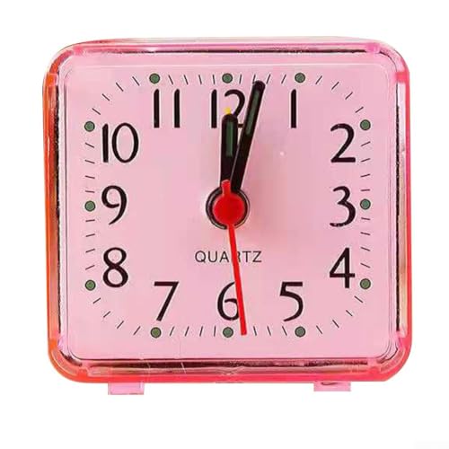 Batteriebetriebener kleiner Quarzwecker mit Piepton für den Nachttisch, kompaktes Design und leicht ablesbare Zahlen (Rosa) von Opatiny