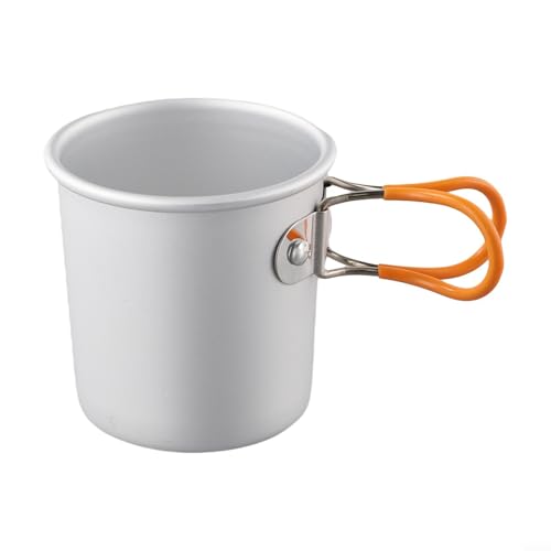 Campingbecher aus Aluminiumlegierung mit faltbarem Griff (150 ml) für bequeme Hydratation im Freien (orange) von Opatiny