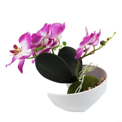 Dekorative künstliche Orchidee im Topf simulierte Phalaenopsis-Blume für Zuhause und Event Styling (lila) von Opatiny