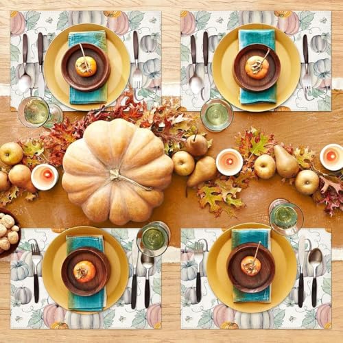 Dine in Style this Fall Set mit 4 dekorativen Platzierungen mit Kürbis- und Ahorn-Themen (A) von Opatiny