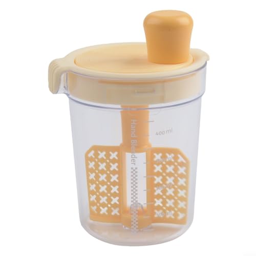 Eggbeater Saucenmischbecher mit integrierter Messskala und feinen Filterlöchern für reibungsloses Mischen von Eierflüssigkeiten und Soßenzubereitung in der Küche und beim Backen zu Hause (gelb) von Opatiny