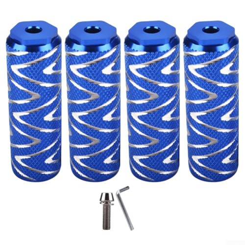 Fahrrad-Fußrasten aus Aluminiumlegierung, 4-teiliges Set mit rutschfestem Design für besseren Halt (rot (blau (kleines Loch)) von Opatiny