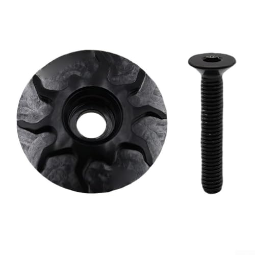 Fahrrad-Headset-Oberkappe aus CNC-Aluminiumlegierung mit Edelstahlschraube, geeignet für Vorbau mit 28 und 6 mm Durchmesser, stabile Fahrradkomponenten-Passform (schwarz) von Opatiny