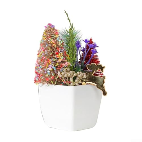 Festliche und lebendige Weihnachts-Schreibtisch-Ornamente, bunte Topfpflanzen für Heimdekoration (Gold) von Opatiny