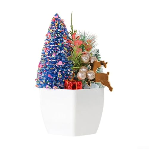 Festliche und lebendige Weihnachts-Schreibtisch-Ornamente, bunte Topfpflanzen für Heimdekoration (blau) von Opatiny