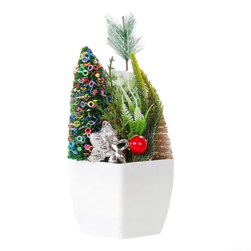 Festliche und lebendige Weihnachts-Schreibtisch-Ornamente, bunte Topfpflanzen für Heimdekoration (grün) von Opatiny