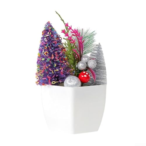 Festliche und lebendige Weihnachts-Schreibtisch-Ornamente, bunte Topfpflanzen für Heimdekoration (lila) von Opatiny