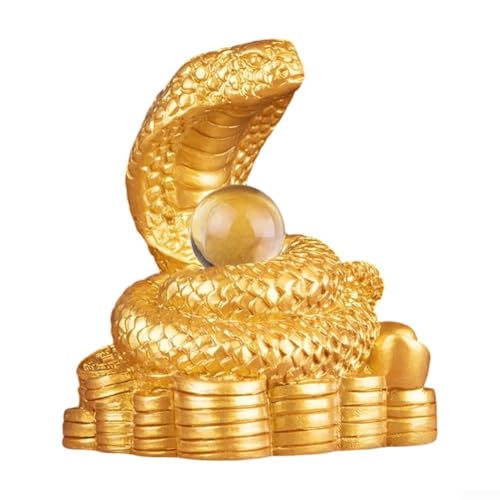 For Ruyi Snake Resin Statue for Desktop and Bookcase Display Enhancing Entryway and Home Office Decor with Detailed Craft (large gold) von Opatiny