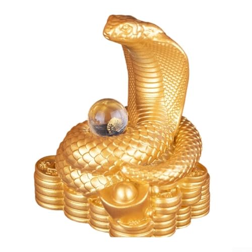 For Ruyi Snake Resin Statue for Desktop and Bookcase Display Enhancing Entryway and Home Office Decor with Detailed Craft (small gold) von Opatiny