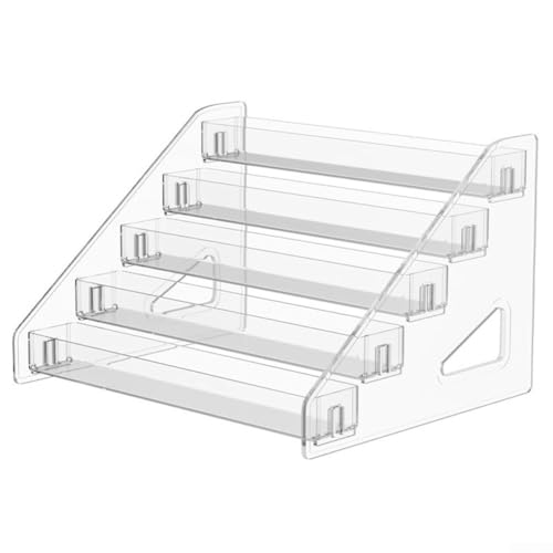Große Kapazität, mehrschichtiger, transparenter Leiter-Aufbewahrungsständer für Kosmetik, Ornamente und Sammlerstücke, Acryl-Displaybox, geeignet für Heimdekoration und Organisation (5 Ebenen) von Opatiny