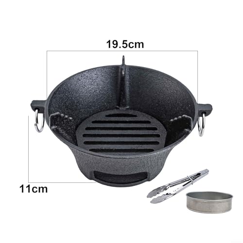 Gusseisen-Holzkohleofen für koreanisches Kochfeld und japanischen Grill, tragbar und Design zum Kochen im Freien (19,5 cm) von Opatiny