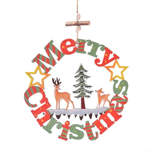 Holzornament mit Aufschrift "Merry Christmas" mit gebohrten Löchern für einfache Präsentation (C) von Opatiny