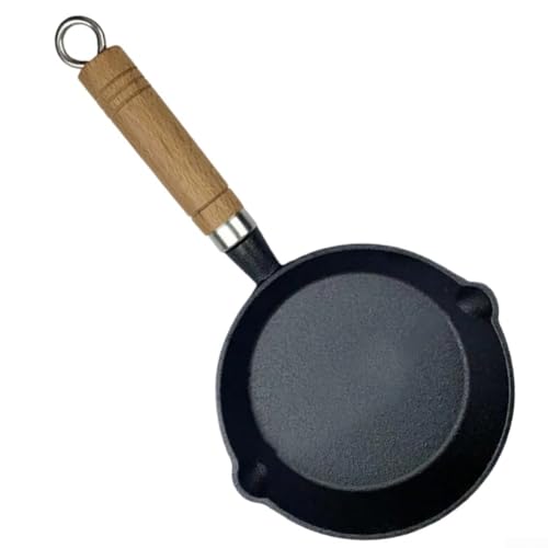 Kompakte Gusseisen-Bratpfanne mit Holzgriff zum Braten für Eier (15 cm) von Opatiny