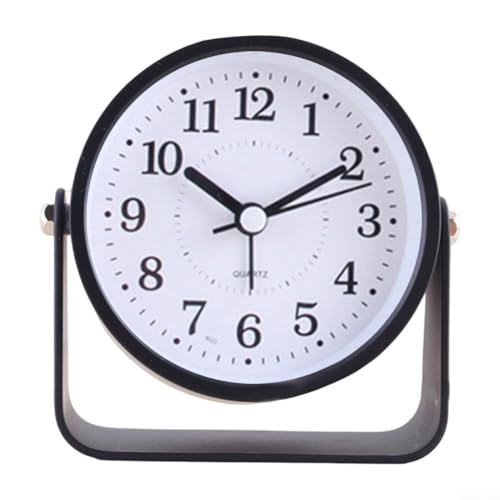 Kompakter Metallwecker für den Schreibtisch, geräuschlose Quarzuhr mit elegantem Design, für Nachttische und Reisen (schwarz) von Opatiny