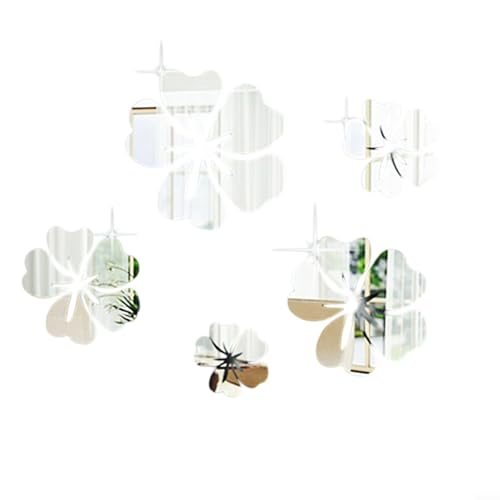 Künstlerische 3D-Acryl-Blumen-Wandaufkleber, abnehmbar, zur Verschönerung von Wohn- oder Gewerbeflächen (Silber) von Opatiny