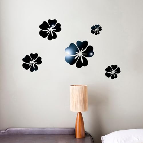 Künstlerische 3D-Acryl-Blumen-Wandaufkleber, abnehmbar, zur Verschönerung von Wohn- oder Gewerbeflächen (schwarz) von Opatiny