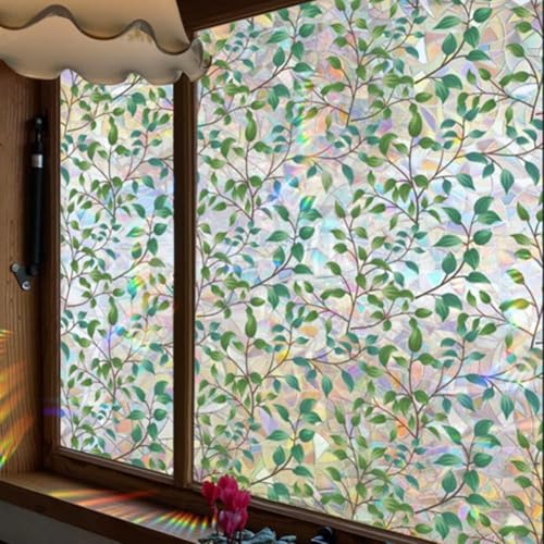 Leaf Design Sichtschutzfolie Fenster 3D Statisch haftend für natürliches Licht und UV-Schutz (43 x 200 cm) von Opatiny