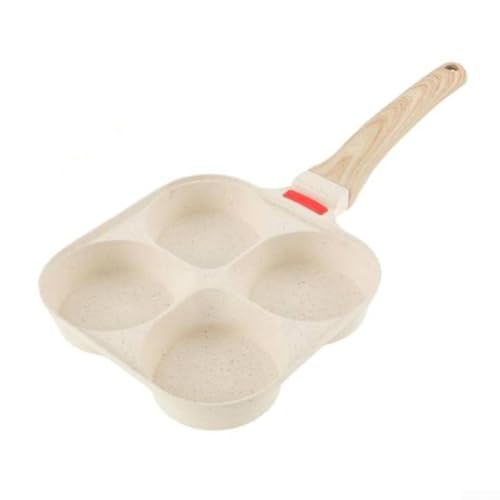 Leicht zu reinigende Antihaft-Pfanne für 4 Eier, für Familienfrühstück, Wärmeverteilung (weiße vier Löcher) von Opatiny