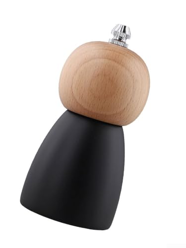 Manuelle Pfeffermühle mit einstellbarer Grobheit für schwarzen Pfeffer und Meersalz, Birkenholz und Porzellan, Gewürzmühle für frisch gemahlenen Pfeffer und Sichuan-Pfeffer (10,2 cm) von Opatiny