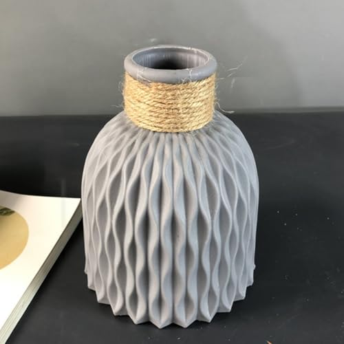 Moderne Kunststoff-Blumenvase mit simuliertem Keramik-Look, für Heimdekoration, Schreibtisch, Wohnzimmer und besondere Anlässe (grau) von Opatiny