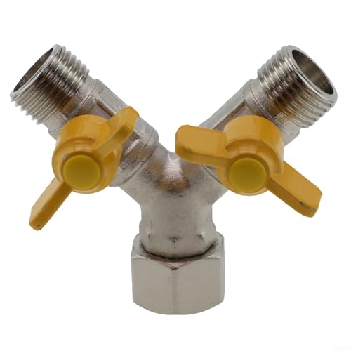 Opatiny 5,1 cm Adapter 3-Wege-Verteiler für Zulaufschlauch mit 2 oder 3 Anschlussenden für AG, massives Messing mit abschließbaren Metall-Kugelhähnen (Y-Stil) von Opatiny