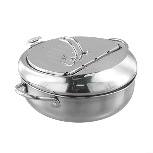 Opatiny Fritteusentopf aus Edelstahl mit Deckel, abnehmbarem Öltropfgestell und Thermometer für genaue Temperaturkontrolle, kompatibel mit Gas-, Elektro- und Induktionsherden (201 + 24 cm) von Opatiny