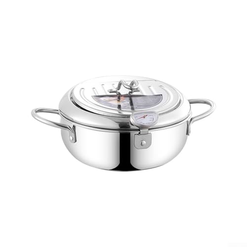Opatiny Fritteusentopf aus Edelstahl mit Deckel, abnehmbarem Öltropfgestell und Thermometer für genaue Temperaturkontrolle, kompatibel mit Gas-, Elektro- und Induktionsherden (304 + 24 cm) von Opatiny