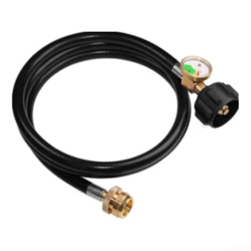 Opatiny Propan-Adapterschlauch 1,2 m mit Manometer und 2 Deckeln für QCC-Tanks, Messingmaterial mit Glühband für schlechte Lichtverhältnisse (1,2 m) von Opatiny
