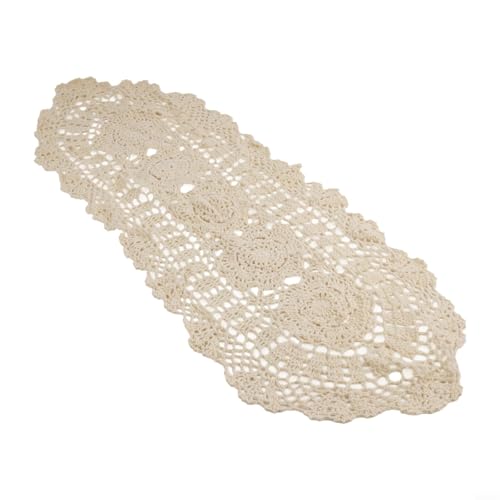 Opatiny | Vintage Baumwolle Spitze Tischläufer Aushöhlen Floral Tischdecke Dekorative Abdeckung für Urlaub Partys und den täglichen Gebrauch 30 x 80 cm (Beige) von Opatiny