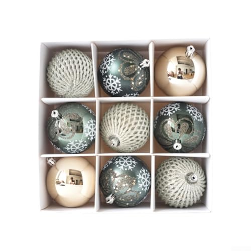 Opatiny Weihnachtskugel-Ornament-Set – 8 cm grün-goldener Baumschmuck, klare und glitzernde hängende Kugeln, bruchsicherer Kunststoff, für Ferienhaus-Party-Dekoration von Opatiny