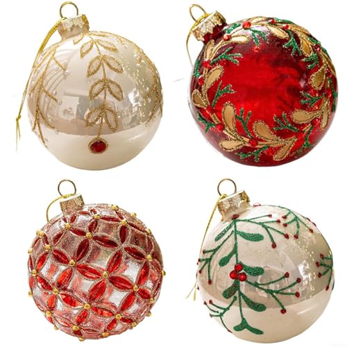 Opatiny Weihnachtskugeln, 8 cm, kleine Kugeln, Glas-Weihnachtskugel, Weihnachtsbaumschmuck für Zuhause, Party, Weihnachten, Hochzeit, Dekoration (4 Stile) von Opatiny