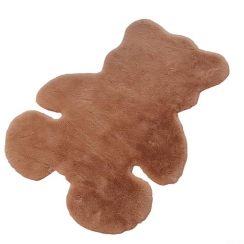 Plüsch-Teppich in Bärenform mit rutschfester Wildleder-Unterseite für Schlafzimmer, Wohnzimmer, Kinderzimmer und Spielzimmer, weiches Polyesterfaser-Material für bequemen Bodenbelag (Khaki) von Opatiny
