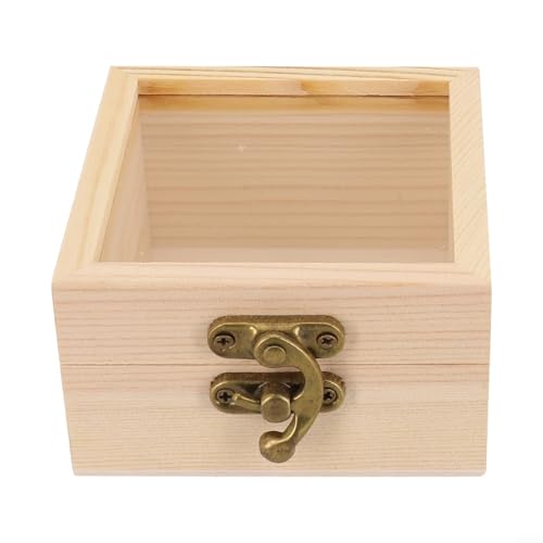 Quadratische Aufbewahrungsbox aus Holz mit Scharnier für Schmuck-Bastelbehälter, staubabweisend und praktisch (15 x 15 x 10 cm) von Opatiny