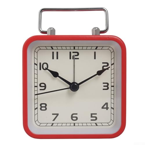 Quadratischer Metallwecker mit leiser Funktion und leuchtendem Display für ideales Up-Erlebnis (rot) von Opatiny