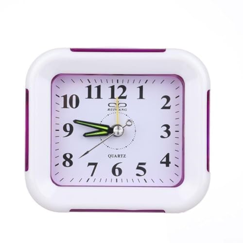 Quarzwecker mit Nachtlicht und lautlosem Tick-Uhrwerk, kleine Schlummeruhr für den täglichen Gebrauch (Lila) von Opatiny