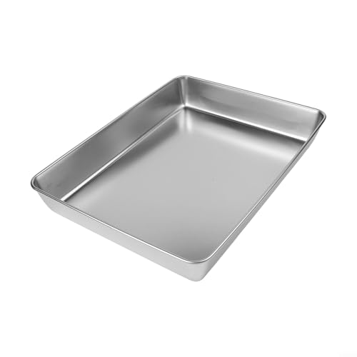 Rechteckiger Teller aus Edelstahl für Lebensmittel und Gemüse, robust und spülmaschinenfest, geeignet für Pflegeheime, Schulen, Picknicks und Gesundheitseinrichtungen (40 x 35 x 5,5) von Opatiny