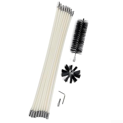 Schornsteinreiniger-Bürste und Stangen-Set, 60 cm, mit Nylonborsten für den Kamin, flexible Stäbe navigieren Schornsteinkurven, kompatibel mit elektrischen Bohrmaschinen für kraftvolle Reinigung von Opatiny