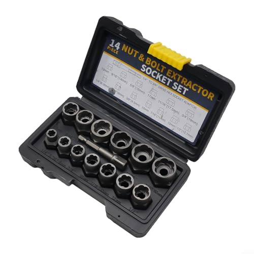 Schraubenmutter-Entferner, Werkzeug-Set zum Entfernen beschädigter Schrauben, Muttern, Schrauben, Chrom-Legierung, Stahl, entworfen für den Haushalt, automatische mechanische Verwendung, 14-teilig Schraubenmutter-Entferner, Werkzeug-Set zum Entfernen beschädigter Schrauben, Muttern, Schrauben, Chrom-Legierung, Stahl, entworfen für den Haushalt, automatische mechanische Verwendung, 14-teilig von Opatiny