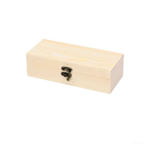 Schreibtisch-Aufbewahrungsbox aus Kiefernholz, Schmuck-Organizer mit Verriegelungsverschluss und Scharnierdeckel, schützt kleine Gegenstände vor Staub und Beschädigungen, geeignet zum Basteln und von Opatiny