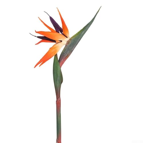 Sechs künstliche Paradiesvogelblumen für Indoor-Garten- und Hochzeitsarrangements mit Kunststoffblüten und Eisendrahtstielen für flexible Formgebung und Präsentation (Trompetenorange) von Opatiny