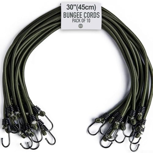Set mit 10 elastischen Seilhaken mit 8 mm Bindungskarte, Gummi-Bungee-Schnüre, entworfen für Camping und Outdoor-Aktivitäten mit Kratzschutz-Stopper (60 cm) von Opatiny