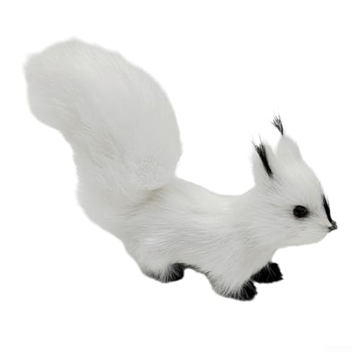 Simulation Eichhörnchen Figur Kunststoff Miniatur Tier Dekoration für Home Office Auto Armaturenbrett Tischplatten und Regale (weiß) von Opatiny
