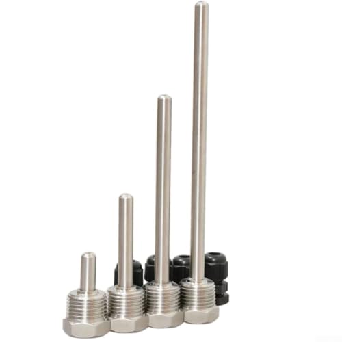Thermowell für Temperaturfühler 4 Stück G 1/2 Gewinde Tauchhülse Edelstahl druckfest (8x250mm) von Opatiny