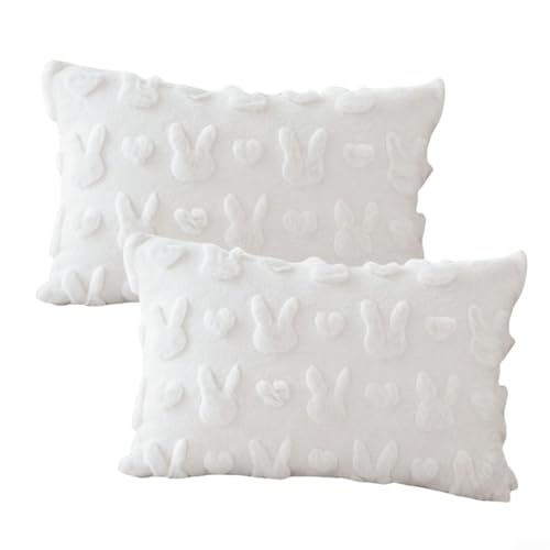 Unique Bunny Design Kissenbezüge 2er Set für Wohnzimmer und Outdoor (Weiß 30x50cm) von Opatiny
